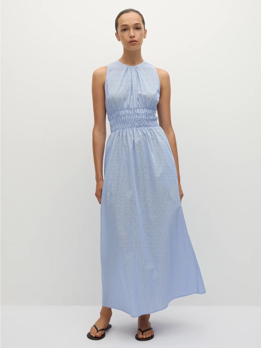 Astra Midi Dress Soft Blue Stripe